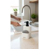 Mikasso Modern Mutfak Sıvı Sabunluk ve Süngerlik Seti – Minimal TASARIM(9X18CM) Poliresin Ekru - Çok Renkli