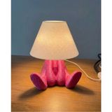 Mikasso Modern Oturan Figürlü Şapka Masa Lambası Abajur Şık Dekoratif 24CM Krem Plastik Pembe - Çok Renkli