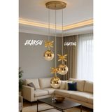 Mikasso Modern Sarkit 3lu Top LED Avize Cam 3 E27 Sarı Salon / Oturma Odası - Çok Renkli