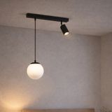 Mikasso Modern Siyah Plafonyer Avize 40 cm 15 cm Cam Küre Yönlendirilebilir Spot Metal Metal 2 E27 Siyah Sal - Çok Renkli
