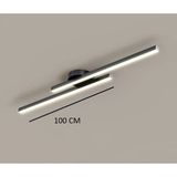 Mikasso Modern Tavan Koridor Aydınlatması Siyah Çubuk LED Günışığı Lineer Avize Armatür Ikili 100 cm Alüminy - Çok Renkli