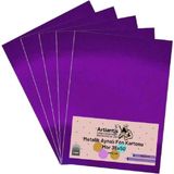 Mikasso Mor 35X50 Metalik Aynalı Fon Kartonu 5 Adet 1 Paket Aynalı Metalik Fon Kartonu - Çok Renkli