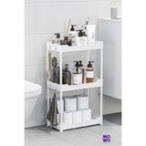 Mikasso Mowo 3 Katlı Banyo Rafı, Mutfak Rafı, Havluluk, Deterjanlık Makyaj Organizer Plastik Beyaz - Çok Renkli