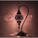 Mikasso Mozaik Lamba Deve Boynu Otantik Bohem Abajur Metal Pembe - Çok Renkli