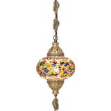 Mikasso Mozaik Lamba Osmanlı Otantik Renkli Camlı El Yapımı Boho Sarkıt, Çok Renkli Cam 1 E14 Kırmızı Salon