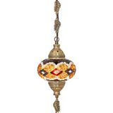 Mikasso Mozaik Lamba Osmanlı Otantik Renkli Camlı El Yapımı Boho Sarkıt, Kahve Siyah Cam 1 E14 Metalik Salon - Çok Renkli