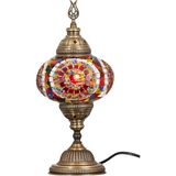 Mikasso Mozaik Masaüstü Komodin Otantik Dekor Lamba Gece Lambası Metal Kırmızı - Çok Renkli