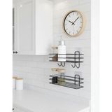 Mikasso Mutfak Rafı 2'li Set Yapışkanlı Lüks Modern Siyah Metal Baharatlık Rafı Organizer Düzenleyici Plasti