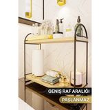 Mikasso Mutfak Rafı Masaüstü Düzenleyici Organizer Mutfak Banyo Dolabı 2 Katlı Raf Oval Raf Kitaplık Siyah A - Çok Renkli
