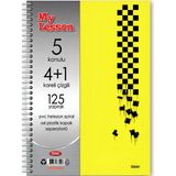 Mikasso My Lesson Pp Kapak A4 4+1 125 Yaprak Spiralli 5 Bölmeli Ayraçlı Kareli Çzgili Defter Sert Spiralli 1 - Çok Renkli