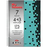 Mikasso My Lesson Pp Kapak A4 4+3 175 Yaprak Spiralli 7 Bölmeli Ayraçlı Kareli Çzgili Defter Sert Spiralli B - Çok Renkli
