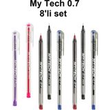 Mikasso My Tech Tükenmez Kalem 0.7 mm 8 Li Set Çok Renkli Tehlikeli Değil