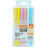 Mikasso Mynote Line Ball Pastel 6’lı Tükenmez Kalem Seti Çok Renkli