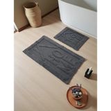 Mikasso Myraa Pamuklu Banyo Paspas Takımı (60X100)(50X60SIYAH+-001 Pamuk Polyester Siyah - Çok Renkli