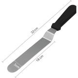 Mikasso Narkalıp Paslanmaz Çelik Eğik Pasta Sıvama Spatulası Oval Uçlu Orta Boy Çelik Gri