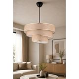 Mikasso Nisa Luce Star-3 Kat Pasta Avize Kahve/altın Biyeli Kumaş 1 E27 Kahverengi Salon / Oturma Odası - Çok Renkli