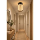 Mikasso Nisa Luce Zenno Hasır Plafonyer Avize-Krem/siyah Biyeli • 18X12 cm Rattan Doğal Antre Avizesi Mutfak - Çok Renkli