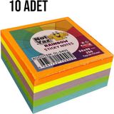 Mikasso Notyaz 50X50 250 Yaprak 5 Renk Rainbow Yapışkanlı Not Kağıdı 10 Adet Yapışkanlı Not Kağıdı - Çok Renkli