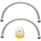 Mikasso Noyan 3/8 3/8 Spiral Klozet Bağlantı Hortumu Flexi 50 cm 2'li Fleks Sızdırmaz Teflon Bant