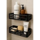 Mikasso Nry Shop Yapışkanlı Duş Rafı – 2 Adet Paslanmaz Banyo Şampuanlık Organizer | Delmeden Montaj | Geniş - Çok Renkli