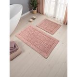 Mikasso Nyraa Pamuklu Banyo Paspas Takımı (60X100)(50X60)PEMBE+ Pamuk Polyester Pembe - Çok Renkli