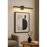 Mikasso Obsidian Noir™ Simli Siyah 70 cm Modern Kablosuz Tablo Ayna Pilli Aplik Montajsız Duvar Lambası Alüm - Çok Renkli
