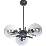 Mikasso Okka Siyah Krom 3 Füme Camlı Avize Metal 3 E27 Siyah Salon / Oturma Odası - Çok Renkli