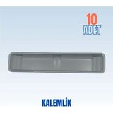Mikasso Okul Mobilyaları Ahşaba Gömme Plastik Sıra Kalemliği 15*50*260 mm (10 Adet) Ahşap Gri - Çok Renkli
