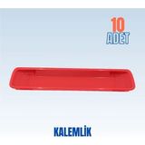 Mikasso Okul Mobilyaları Ahşaba Gömme Plastik Sıra Kalemliği 15*50*260 mm (10 Adet) Ahşap Kırmızı - Çok Renkli
