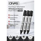 Mikasso Onas Siyah Beyaz Tahta Kalemi Whiteboard Marker Düşük Kokulu 3 Adet Çok Renkli