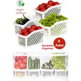 Mikasso Org-23 4lü Çok Amaçlı Plastik Dolap Içi Düzenleyici Saklama Kutusu Organizer Sepet - Beyaz Plastik T