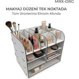 Mikasso -Org Makyaj Organizer | Masa Üstü Düzenleyici, Kozmetik Standı, Fırça & Ruj Düzenleyici Ahşap Beyaz - Çok Renkli