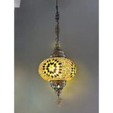 Mikasso Otantik El Yapımı Mozaik Avize Ampul Hediye Metal 1 E14 Altın Salon / Oturma Odası - Çok Renkli