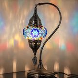 Mikasso Otantik Türk Lambası, Türk Fas Mozaik Masa Başucu Lambası, %100 El Işi, Deveboynu 40CM Metal Çok Re - Çok Renkli