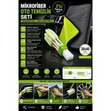 Mikasso Oto Temizlik Seti Ithal 1. Kalite Mikrofiber 30X40 Kurulama Bezi ve Mini Klima Izgara Temizleme Fırç - Çok Renkli