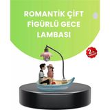Mikasso Oturan Çift Figürlü LED Masa Lambası Romantik Hediye Ahşap Çok Renkli