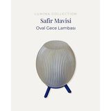 Mikasso Oval Gece Lambası Safir Mavisi Renk Modern Dekoratif Abajur Tripod Ayaklı Masa Lambası Korıxalumina - Çok Renkli