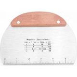Mikasso Oval Ölçülü Bambu Saplı Hamur Spatula Şekillendirici Kazıyıcı Kesici Paslanmaz Çelik 14,5 cm Çelik K