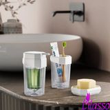 Mikasso Özel Tasarım 3'lü Banyo Seti- Sabunluk-Diş Fırçalık-Sıvı Sabunluk Plastik Beyaz - Çok Renkli