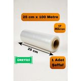 Mikasso Palet Streç Film 25 cm 100 Metre Eşya Sarma Kargo Paketleme Taşınma Nakliyat Koruma Ambalajı Şeffaf