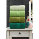 Mikasso Pamuk (Cotton) 4'lü Yeşil/mavi El-Yüz-Saç Havlu Seti 50X90CM %100 Pamuk Çok Renkli