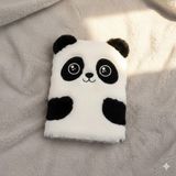 Mikasso Panda Tasarımlı Peluş Defter Yumuşak Düz Çizgili 150 Yaprak Orta Boy Beyaz Not Defteri A5 - Çok Renkli