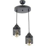 Mikasso Papatya Desen Spor Model Modern Avize Metal 2 E27 Siyah - Çok Renkli
