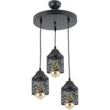 Mikasso Papatya Desen Spor Model Modern Avize Metal 3 E27 Siyah - Çok Renkli