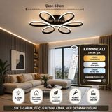 Mikasso Papatya Siyah 3 Renk Plafonyer Ultra Süper Ledli Avize(Çap:60 Cm) Alüminyum 1 E27 Siyah Salon / Otur - Çok Renkli