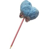 Mikasso Papyonlu Kalp Ponponlu Peluş Kurşun Kalem 1 Adet Peluş Tüylü Kalp Ponpon Kurşun Kalem Hediye Kalem T - Çok Renkli