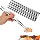 Mikasso Paslanmaz Çelik Chopsticks Çin Çubuğu Yemek Çubukları 5'li Paslanmaz Çelik Gümüş