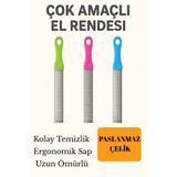Mikasso Paslanmaz Çelik Çok Amaçlı El Rendesi – Renkli Saplı Pratik Mutfak Rendesi Çelik