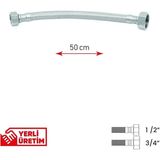 Mikasso Paslanmaz Çelik Flex Hortum 1/2 - 3/4 Kombi ve Tesisat Bağlantı Hortumu 50 cm Çok Renkli