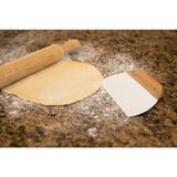 Mikasso Paslanmaz Çelik Hamur Kesici – Ölçekli, Meşe Saplı, Ergonomik Kazıyıcı (15.5 x 11 Cm) Çelik Gri